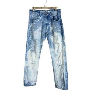 Indigo People Men's Distressed Light Blue Faded Jeans